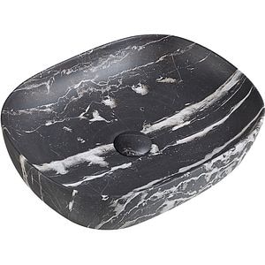 Lavoar pe blat, portelan, 46 x 38 cm, aspect marmura, negru