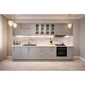 Mobila bucatarie Balsamita, PAL, 330 x 60 x 216 cm, gri