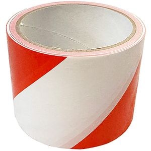 Indicator "avertizare" autoadeziv, 70mm x 50m, rosu-alb