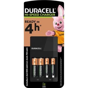 Incarcator DURACELL CEF14 81546851, 2 acumulatori AA 1300mAh, 2 acumulatori AAA 750 mAh, negru