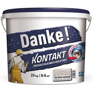 Tencuiala decorativa DANKE Kontakt Bob de orez, baza alba, 25 kg