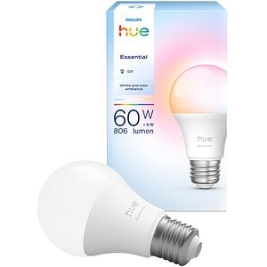Bec LED PHILIPS HUE Essential, E27, 8W, 806lm, Wi-Fi, lumina variabila, compatibil Alexa, Google Assistant