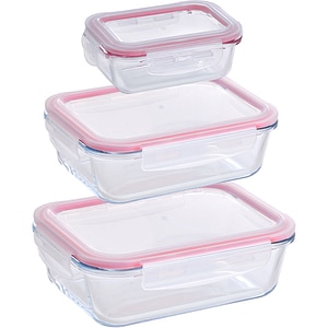 Set caserole BERGNER Walking Anywhere BGKIT-0215, 3 piese, 0.37-1.5l, sticla, transparent