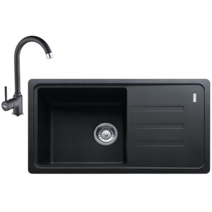 Pachet chiuveta FRANKE BSG 611-78 S, 1 cuva, picurator reversibil, compozit granit + baterie Pola, negru