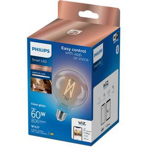 Bec LED Smart Vintage PHILIPS G95, E27, 7W, 806 lm, Bluetooth, Dimabil, Wi-Fi, lumina variabila, compatibil Alexa, Google Assistant