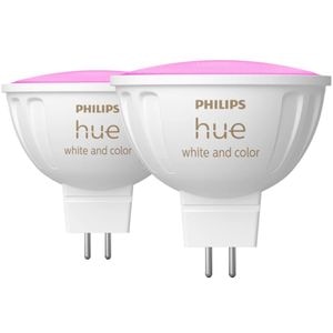 Set 2 becuri LED PHILIPS HUE, GU5.3, 6.3W, 400lm, Wi-Fi, lumina variabila, compatibil Alexa, Google Assistant