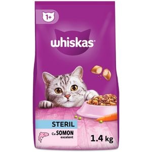 Hrana uscata pentru pisici WHISKAS, Sterile, Somon, 1.4 kg