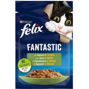 Hrana umeda pentru pisici FELIX Fantastic, Adult, Iepure in aspic, 85 g
