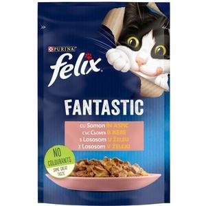 Hrana umeda pentru pisici FELIX Fantastic, Adult, Somon in aspic, 85 g