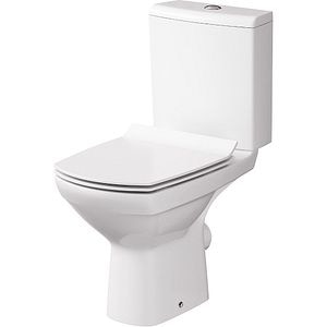 Set vas WC CERSANIT Carina K31-076, ceramica, evacuare orizontala, rezervor 3/5 l, capac SoftClose, alb