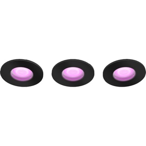 Set 3 spoturi LED smart PHILIPS HUE Xamento 8719514452190, 5.7W, 1050lm, IP44, RGB, negru