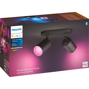 Spot LED Smart PHILIPS Hue Fugato, 2x5.7W, 2x350lm, Wi-Fi, negru