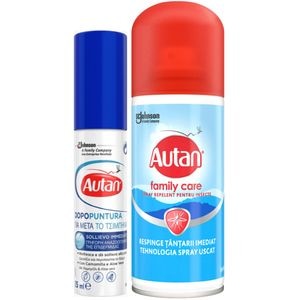 Set Spray repelent anti-tantari AUTAN Family Care, 100 ml + Lotiune pentru tratarea intepaturilor AUTAN Mentol, 25 ml