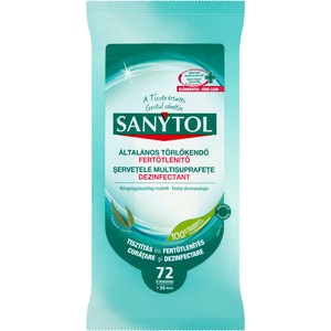 Servetele dezinfectante multisuprafete SANYTOL Eucalipt, 72 bucati