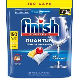 Detergent pentru masina de spalat vase FINISH Quantum, Lemon, 150 capsule