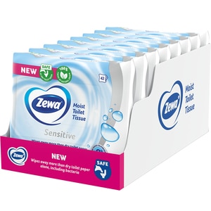 Hartie igienica umeda ZEWA Sensitive, 8 pachete, 42 bucati