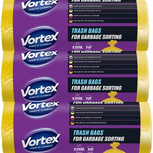 Set saci menajeri standard VORTEX, 3 x 10 bucati, 120 l, galben