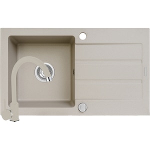 Pachet chiuveta PYRAMIS Altexia Aniversare 76, 1 cuva, picurator reversibil, compozit granit + baterie, bej