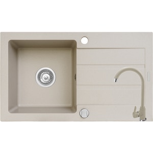 Pachet chiuveta PYRAMIS Altexia Eco Smart, 1 cuva, picurator reversibil, compozit granit + baterie, bej