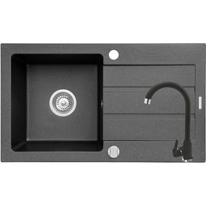 Pachet chiuveta PYRAMIS Altexia Eco Smart, 1 cuva, picurator reversibil, compozit granit + baterie, negru