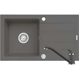 Pachet chiuveta PYRAMIS Classic, 1 cuva, picurator reversibil, picurator reversibil, compozit granit + baterie, gri