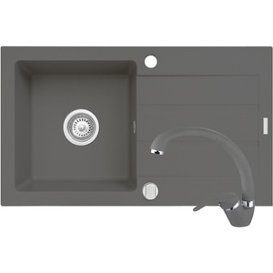 Pachet chiuveta PYRAMIS Econom, 1 cuva, picurator reversibil, compozit granit + baterie, gri