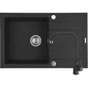 Pachet chiuveta PYRAMIS Altexia Modern 79, 1 cuva, picurator reversibil, compozit granit + baterie, negru