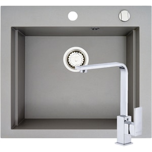 Pachet chiuveta PYRAMIS Altexia Modern Square 57, compozit granit + baterie, gri