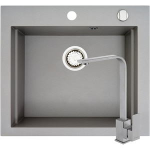 Pachet chiuveta PYRAMIS Altexia Modern Square 57, compozit granit + baterie, gri