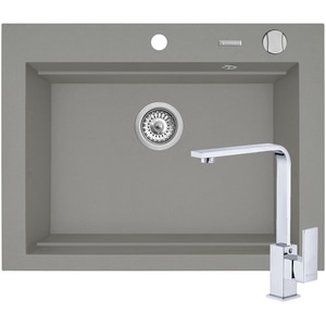 Pachet chiuveta PYRAMIS Altexia Modern Square 67, compozit granit + baterie, gri