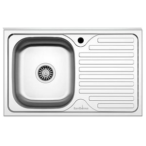 Chiuveta bucatarie SANDONNA PS8050, 1 cuva, picurator dreapta, inox, gri