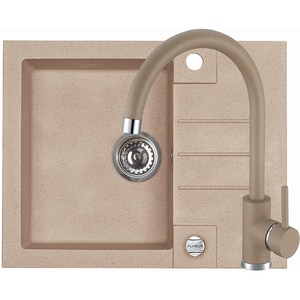 Pachet chiuveta ALVEUS Rock 30, 1 cuva, picurator reversibil, compozit granit + Baterie Kati G55, bej
