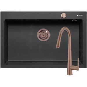 Pachet chiuveta PYRAMIS Altexia Diamond Square 76, compozit granit + baterie, negru