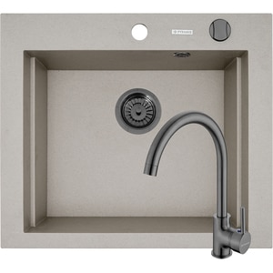 Pachet chiuveta PYRAMIS Altexia Modern Square 57, compozit granit + baterie, bej