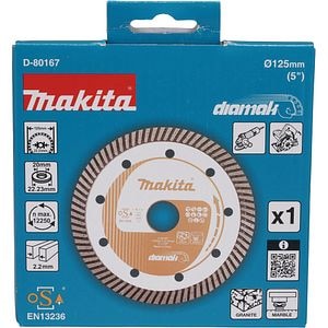 Disc diamantat pentru taiere uscata MAKITA D-80167, 125 x 2.2 x 22.23 mm