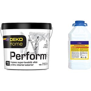 Set vopsea super-lavabila DEKO Home Perform, 15L + Amorsa de perete Policolor, 4L