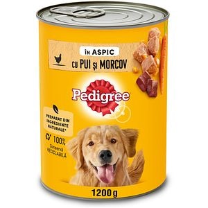 Hrana umeda pentru caini PEDIGREE, Adult, Pui si morcov in aspic, 1200 g