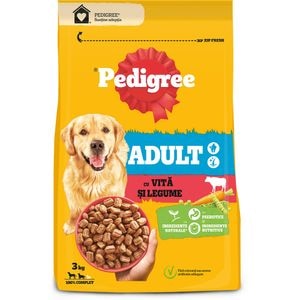 Hrana uscata pentru caini PEDIGREE, Adult, Vita si legume, 3 kg