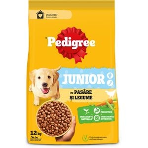 Hrana uscata pentru caini PEDIGREE, Junior, Pasare si legume, 12 kg