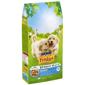 Hrana uscata pentru caini FRISKIES, Junior, Pui si legume, 2.4 kg