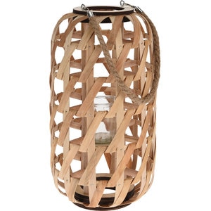 Suport lumanare Wood, 22 x 22 x 38 cm, bej