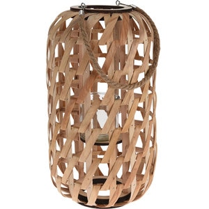 Suport lumanare Wood, 26 x 26 x 47 cm, bej