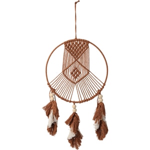 Decoratiune perete Dream Catcher, 30 x 1.5 x 65 cm, bumbac, maro