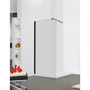 Paravan dus walk-in, aluminiu si sticla, negru mat, 100 x 195 cm 