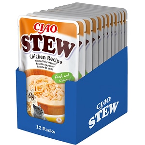 Hrana umeda pentru pisici INABA Ciao Churu Stew, Adult, Pui in sos, 12 x 40 g