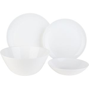 Set de masa MYRIA MC4044, 19 piese, sticla opal, alb