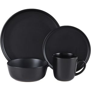 Set de masa MYRIA MY4897, 16 piese, ceramica, negru