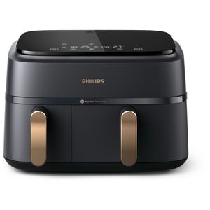 Friteuza cu aer cald dubla PHILIPS Seria 3000 NA352/00, 3kg, 9l, 2750W, negru-auriu