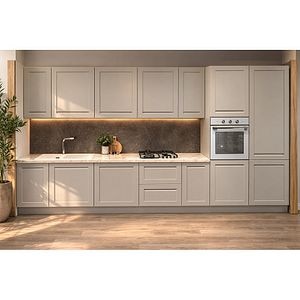 Mobila bucatarie Garcinia, PAL, 380 x 60 x 216 cm, gri deschis