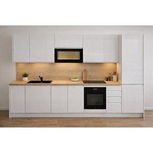 Mobila bucatarie Garcinia, PAL, 330 x 60 x 216 cm, alb lucios